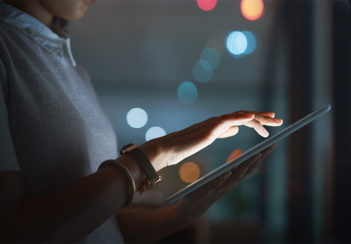 Person looking at tablet