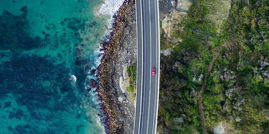 Car driving on a road